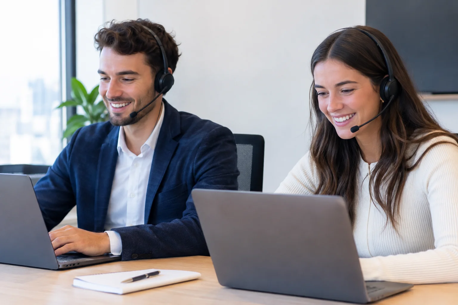 Équipe de recrutement au téléphone dans un bureau